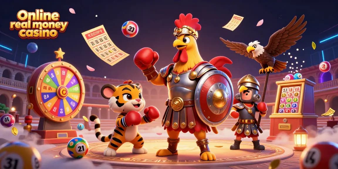 Experience thrills at an online real money casino with an exciting 3D arena scene