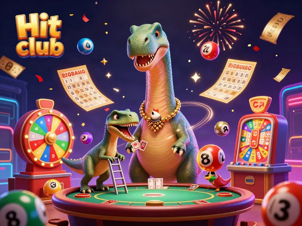 Experience the excitement of Hit club with vivid elements in a lively casino scene.