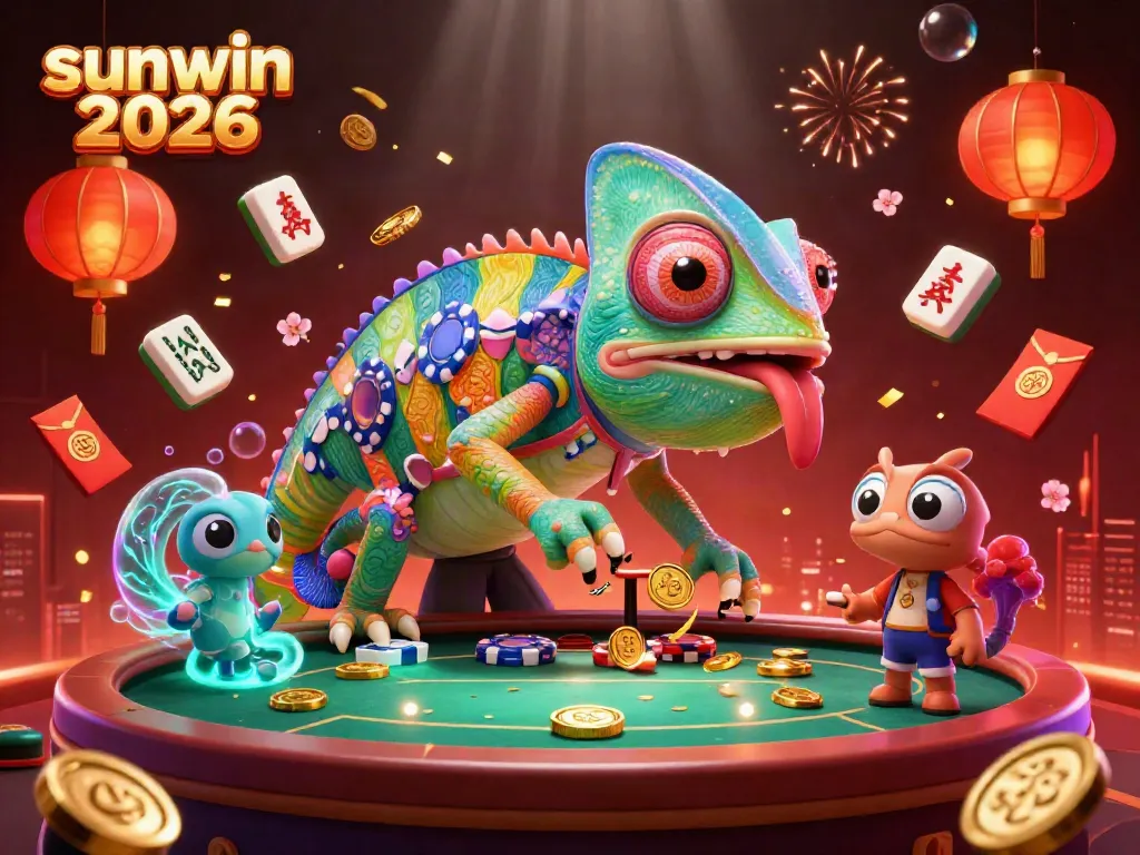 Experience the vibrant "sunwin 2026" casino with 3D detailed scenes of gaming and excitement.