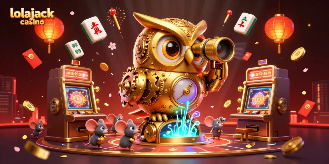 Experience the thrill of the lolajack casino with colorful slot machines and entertaining gaming elements filling the scene.