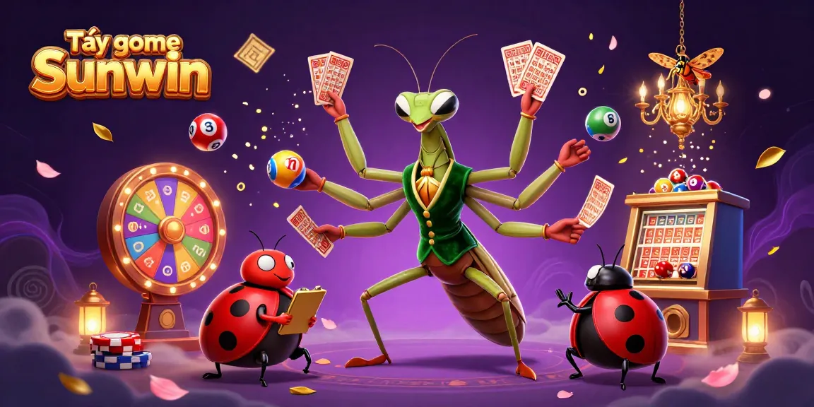 Join the excitement to play Tải game Sunwin, featuring vibrant lottery elements and animated casino characters.